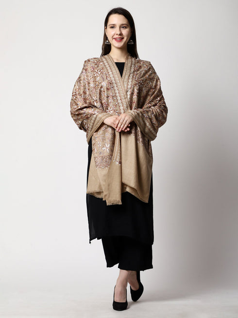 Women's Aari Embroidery Wool Shawl